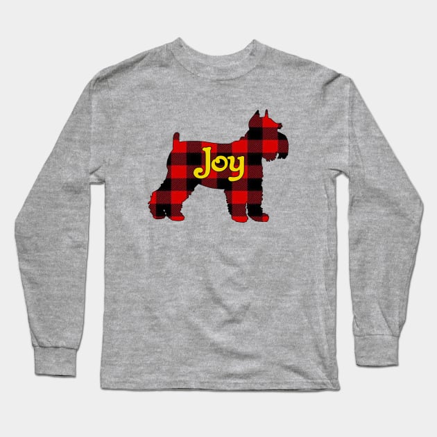 Red Plaid Mini Schnauzer Joy Long Sleeve T-Shirt by TexasTeez